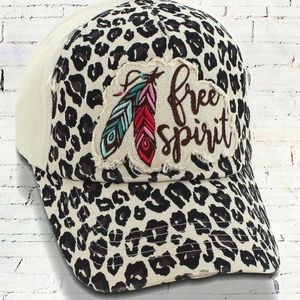 DISTRESSED STONE LEOPARD PRINT 'FREE SPIRIT' CAP